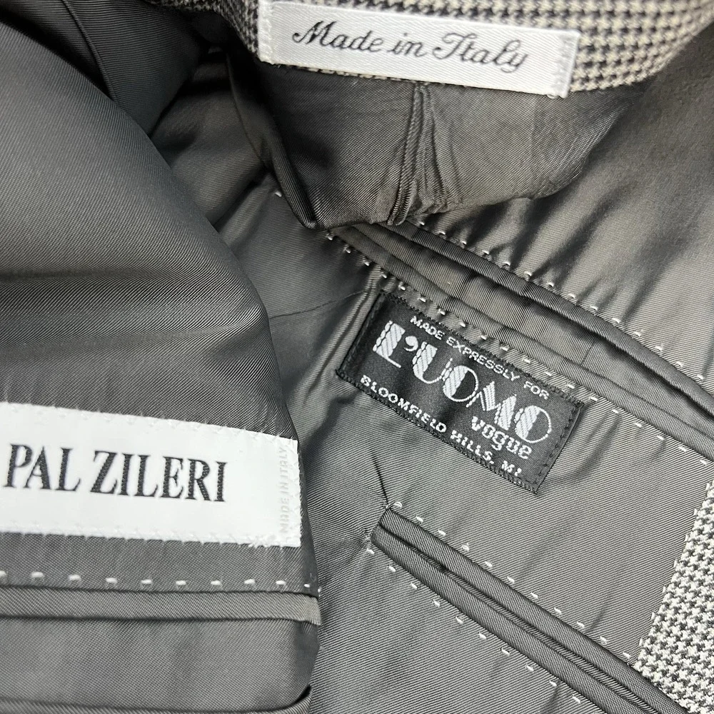 Vintage Pal Zileri Ventless Blazer Sport‎ Coat Mens 44L Long Wool Gray Flannel